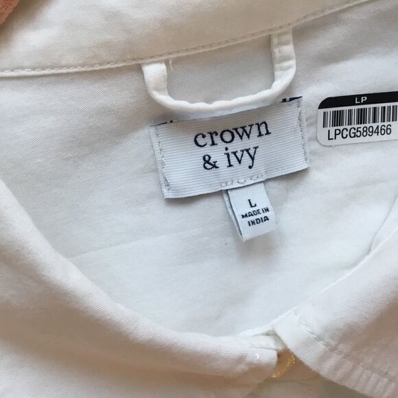 NWT Crown & Ivy L/S Women’s Cotton Blouse Sz L - Picture 3 of 7